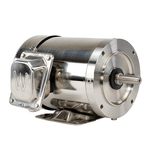 WorldWide Electric NAWSSE2-18-56CB 2HP Stainless Steel Washdown Duty Motor, 1800 RPM, 208-230/460V 3-Phase, 56C Frame, TEFC Enclosure, C-Face, Rigid Base