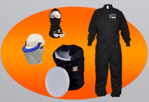 Product image for ARS PPECOV029C05HTAKIT-2X PPE IN A PAIL 11CAL NAVY TECASAFE COVERALL HI TRANS AMP KIT HARD HAT