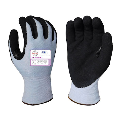 Product image for Armor Guys 04-311-L 13g ExtraFlex® Cut Resistant Light Blue Engineered Liner, 7g Poly-Acrylic Lining, Black Nitrile MicroFoam HCT® Palm Coating, Nitrile Reinforced Thumb Crotch, ANSI A4 - Large