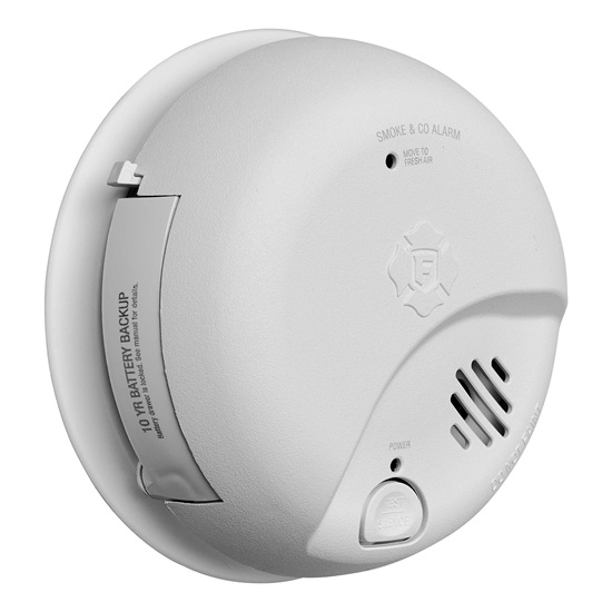 Product image for BRK SMICO105-AC (1046884) HRDWRD COMBO CO ALARM W/10-YR LOCKED 9V LITH BATT BU AC 120V INTERCONN W/SILENCE