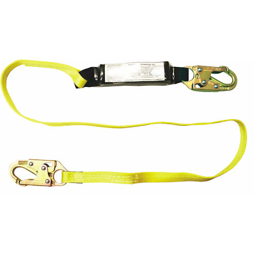 FrenchCreek 450A Shock Absorbing Safety Lanyard, Web Pack-Style Single Leg, 6ft Length, w/ Locking Snaphooks