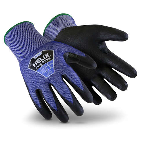 Product image for HexArmor 2076-XL Helix High Cut, Blue Knit Gloves w/ PU Dip, XLarge