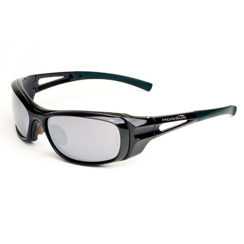 Product image for HoriSun 7415 Style 553 'Workhorse' Safety Eyewear, Shiny Black Frame / Silver Mirror Lens