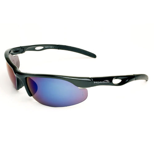 Product image for HoriSun 7436 Style 255 'Forerunner' Safety Eyewear, Shiny Black Frame / Smoke|Flash Blue Mirror Lens