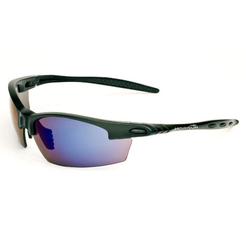 Product image for HoriSun 7492 Style 654 'Pacesetter' Safety Eyewear, Satin Black Frame / Smoke|Flash Blue Mirror Lens