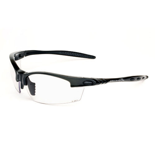 Product image for HoriSun 7497 Style 654 'Pacesetter' Safety Eyewear, Satin Black Frame / Clear Lens