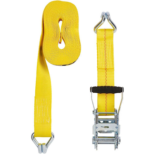 Product image for Keeper 130-04622 Ratchet Tie Down Strap, 2" W x 27ft L, 3333lb Load Capacity, Heavy Duty