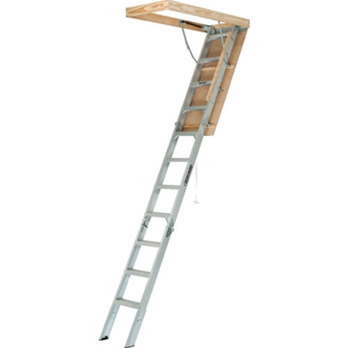 Product image for Louisville Ladder AA2210 Aluminum Attic Ladder, Type IAA, 375lb Load Capacity