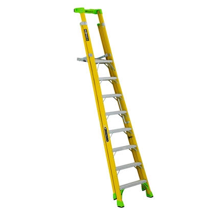 Product image for Louisville Ladder FCP1408HD 8ft Fiberglass Cross Pinnacle Platform / Leaning Step Ladder, Type IAA, 375lb Load Capacity