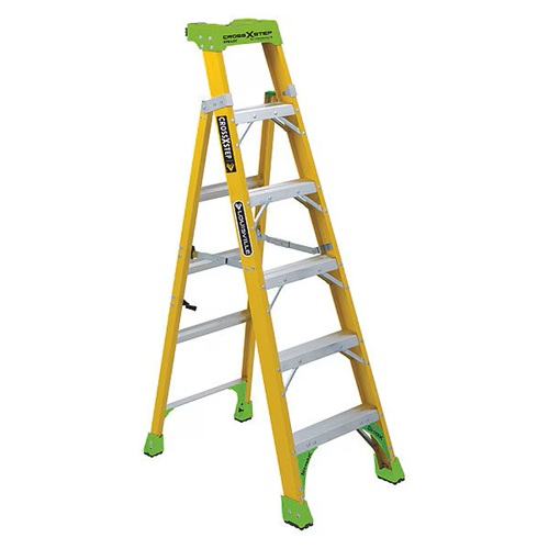 Product image for LOUISVILLE-LADDER FXS1406HD-L241 CROSS-STEP, FG TYPE IAA, 375LB RATED STEP/SHELF LADDER 6FT LOGO MILTON J WOOD CO