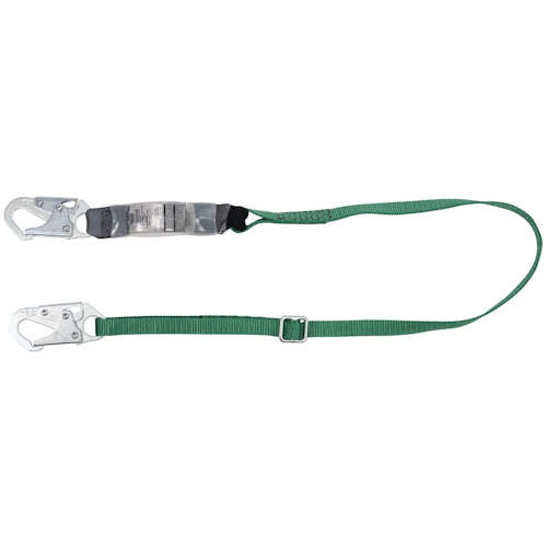Product image for MSA 10191755 V-Series Standard Single-Leg Adjustable Energy Absorbing Lanyard, 6ft, 36C Small Snaphooks, ANSI Z359.13