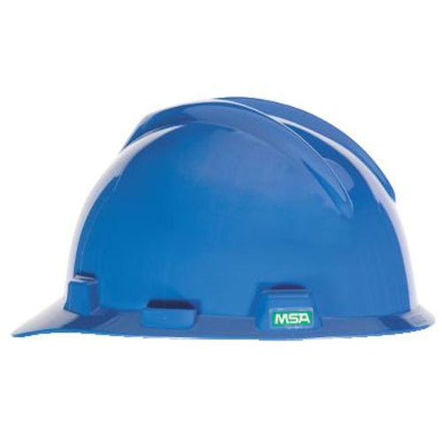 Product image for MSA Safety 475359 V-Gard® Slotted Cap-Style Hard Hat w/ Fas-Trac III Ratchet Suspension, Polyethylene Shell - Blue