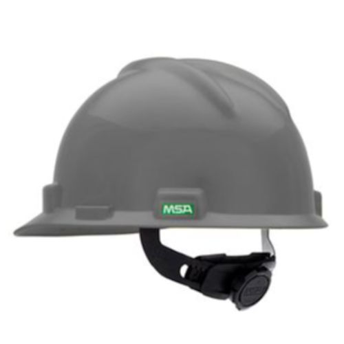 Product image for MSA Safety 475364 V-Gard® Slotted Cap-Style Hard Hat w/ Fas-Trac III Ratchet Suspension, Polyethylene Shell - Navy Gray