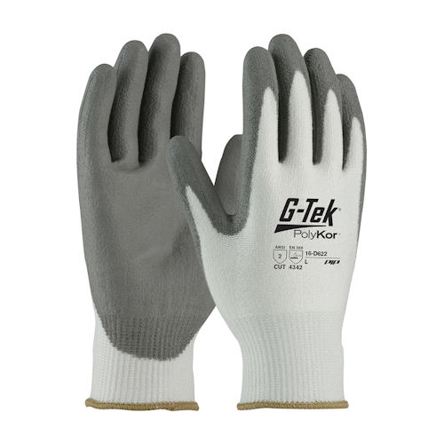 Product image for PIP 16-D622/XL G-Tek® PolyKor® Knit Blended Glove, Cut Resistant, ANSI Level 2, White/Gray - XLarge