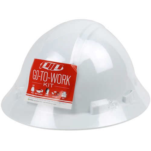 Product image for PIP 289-GTW-HP641-XL/XXL Pre-Packed PPE Kit w/ Full Brim Hat, Safety Eyewear, Earplugs, Gloves & Vest - XL/XXL