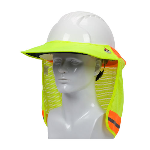 Product image for PIP 396-801FR EZ-Cool® FR Treated Hi-Vis Hard Hat Visor & Neck Shade, Hi-Vis Yellow