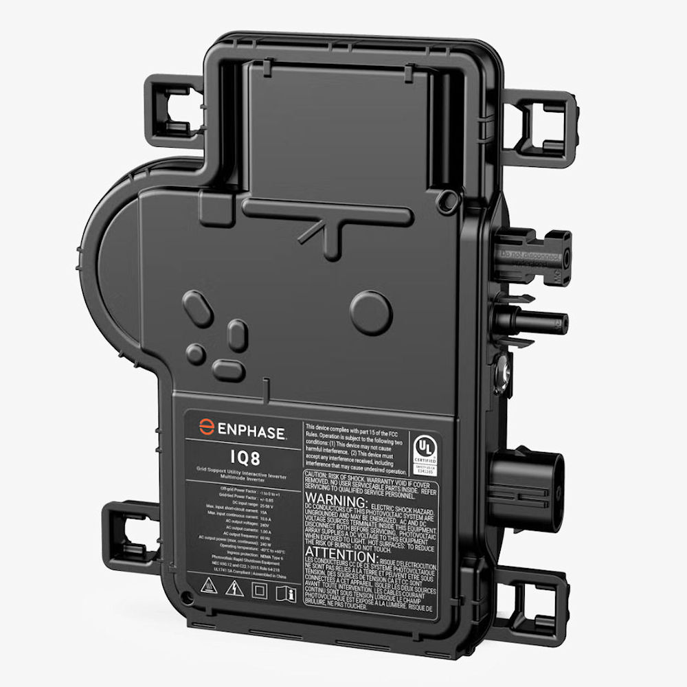 Product image for Enphase IQ8-60-2-US IQ8 Microinverter Compatible w/ 60-Cell PV Module, 240V 245 VA Peak Power, Enphase Q Bulkhead Connector