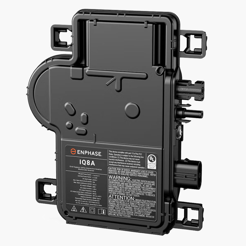 Product image for Enphase IQ8A-72-2-US IQ8A Microinverter Compatible w/ 72-Cell PV Module, 240V 366 VA Peak Power, Enphase Q Bulkhead Connector