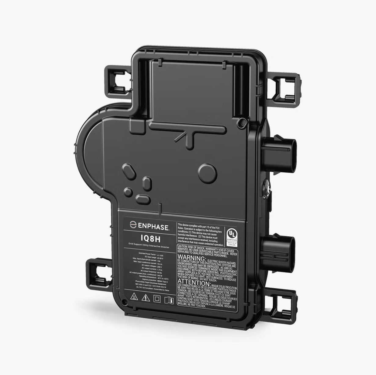 Product image for Enphase IQ8H-240-72-2-US IQ8H Microinverter Compatible w/ 72-Cell PV Modules, 240V 384 VA Peak Power, Enphase Q Bulkhead Connector