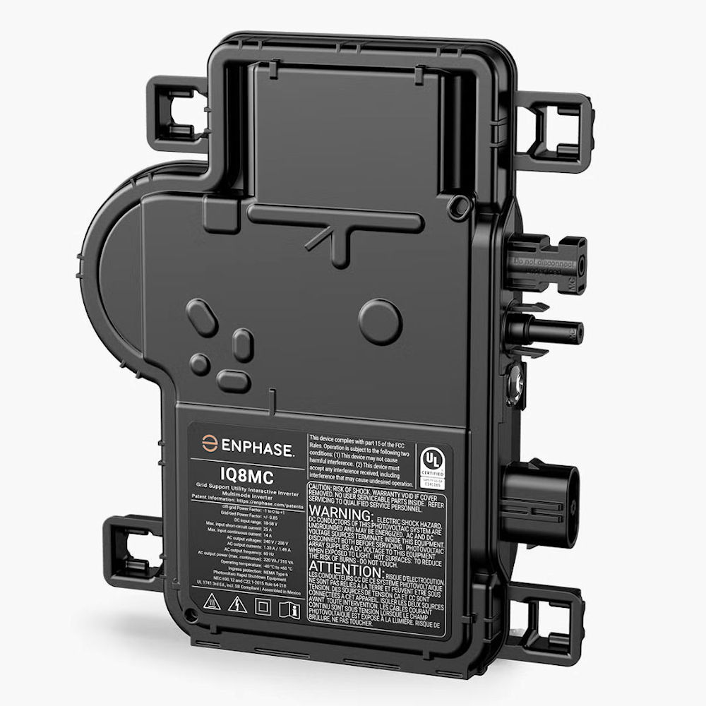 Product image for Enphase IQ8MC-72-M-US IQ8MC Microinverter, 330 VA Peak Power, MC4 Bulkhead, Single Phase