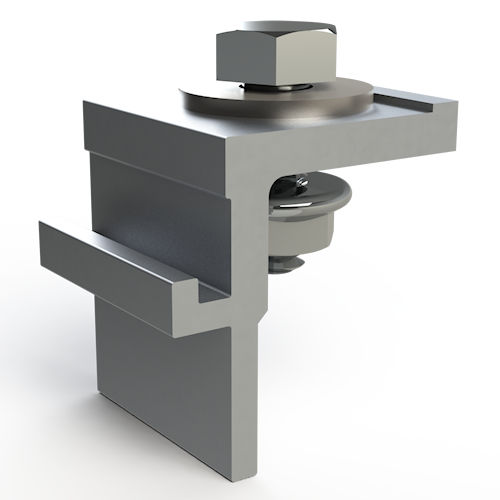 Product image for Unirac 302000C SolarMount Heavy Duty Bottom Clip w/ Hardware, Clear Anodized Aluminum