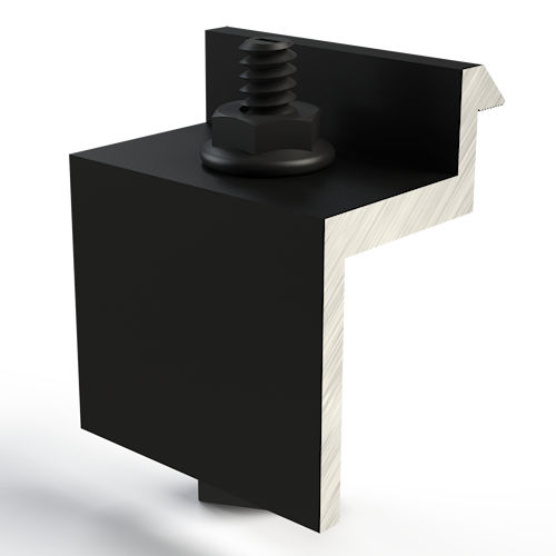 Product image for Unirac 302021D SolarMount End-Clamp CLR AL, fits 30mm-32mm (1.18"-1.26") - Dark Bronze Anodized (Black) Aluminum