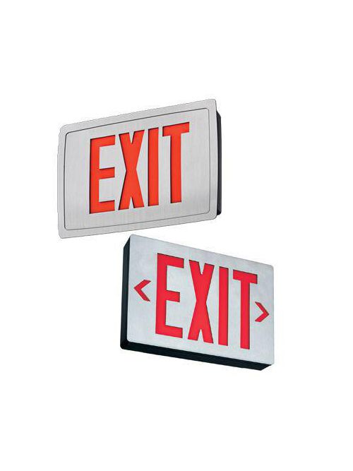 Product image for Lithonia Lighting LE S W 1 R 120/277 120/277 Volt Red Letter Die-Cast Aluminum Single Stencil Face Emergency LED Exit Sign