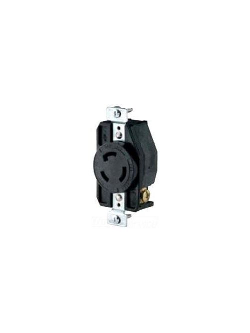 Product image for Eaton Wiring Devices CWL1920R 20 Amp 277/480 VAC 4-Pole 4-Wire NEMA L19-20 Black Locking Single Receptacle
