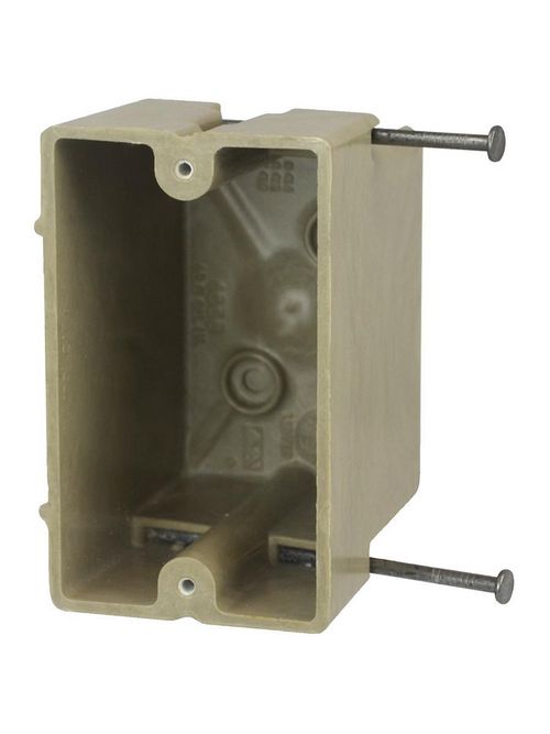Allied Moulded 1096-N 3 x 2-1/4 x 3-3/4" 18" 1-Gang Internal Mid-Nail Switch/Receptacle Outlet Box Allied Moulded 1096-N 3 x 2-1/4 x 3-3/4" 18" 1-Gang Internal Mid-Nail Switch/Receptacle Outlet Box