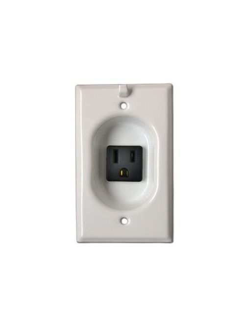 Product image for Mulberry 40550 2.75 x 4.5" 15 Amp 1-Gang Smooth White Plug-In Receptacle Wallplate