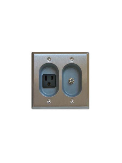 Product image for Mulberry 40551 4.5625 x 4.5" 15 Amp 2-Gang Smooth White Plug-In Receptacle