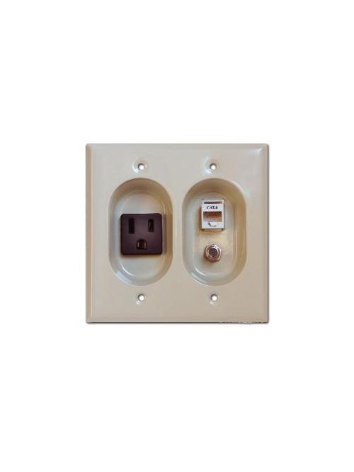 Product image for Mulberry 40552 4.5625 x 4.5" 15 Amp 2-Gang Smooth White Plug-In Receptacle