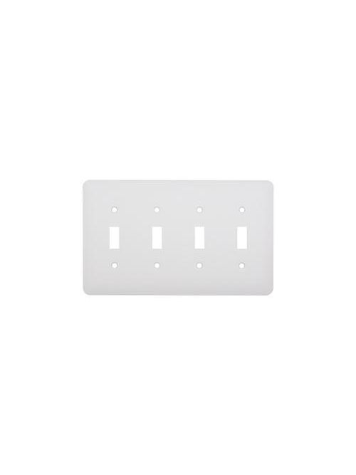 Product image for Mulberry 75074 4-Gang Wrinkle White Painted Steel 4-Toggle Steel Wallplate