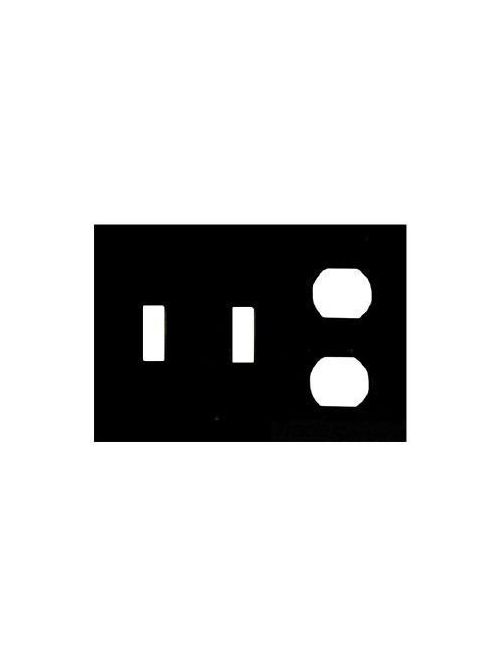 Product image for Mulberry 86543 3-Gang White Semi Gloss Steel 2-Toggle Switch 1-Duplex Receptacle Wallplate