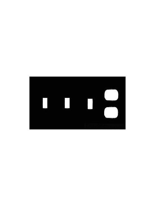 Product image for Mulberry 99554 4-Gang Ivory Wrinkle Steel 3-Toggle Switch Duplex Receptacle Wallplate