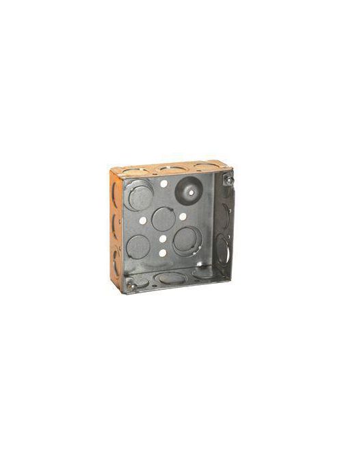 Product image for RACO 197 4 x 4 x 1-1/2 Inch 21 In. Pre-Galvanized Steel FH Bracket Flush/Ceiling/Wall Mount Welded Square Box