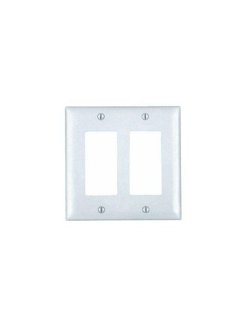 Product image for Pass & Seymour WP1207-LA 2-Gang 2-Decorator Light Almond High Impact Flame Retardant Plastic Wall Plate