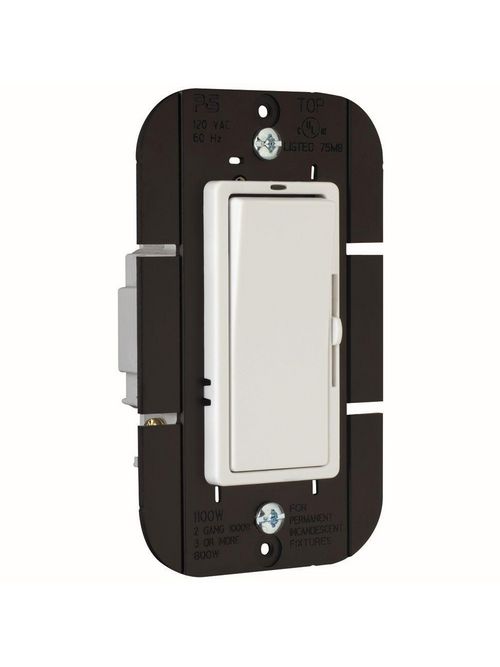 Product image for Pass & Seymour D1103P-W 120 Volt 1100 W 1-Pole 3-Way White Incandescent Decorator Dimmer