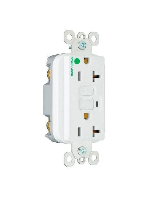 Product image for Pass & Seymour 2095-HGNAW 20 Amp 125 VAC 2-Pole 3-Wire NEMA 5-20R White Thermoplastic Duplex GFCI Receptacle