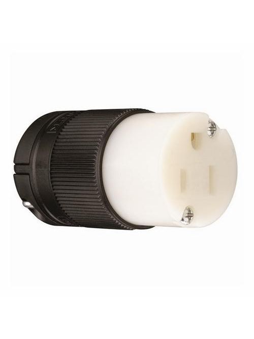 Product image for Pass & Seymour PS515-CCLB 15 Amp 125 Volt 2-Pole 3-Wire NEMA 5-15R Black and White Nylon Straight Blade Connector