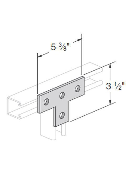 PowerStrut PS 714 EG Electrogalvanized Channel Tee Plate Fitting