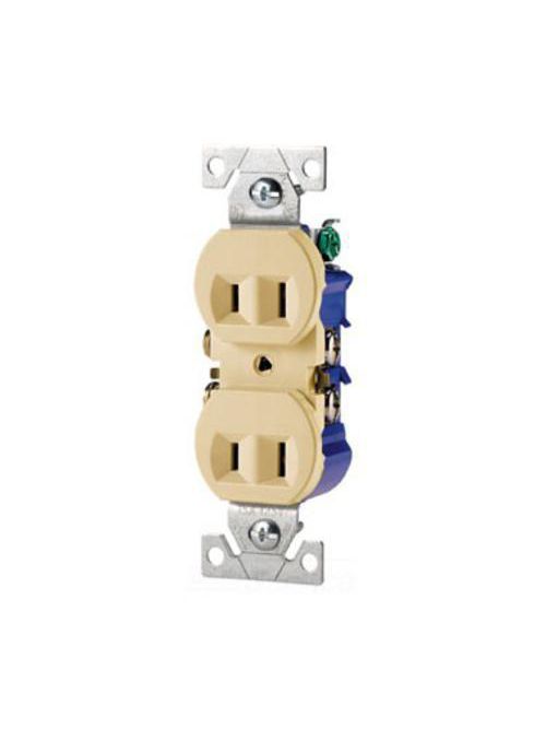 Product image for Eagle Electric 736V-BOX 15 Amp 125 Volt 2-Pole 2-Wire NEMA 1-15R Ivory Duplex Receptacle