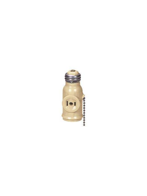Product image for Eaton Wiring Devices 718V 660 W 125 VAC Ivory Pull Chain Switch Lampholder Socket Adapter