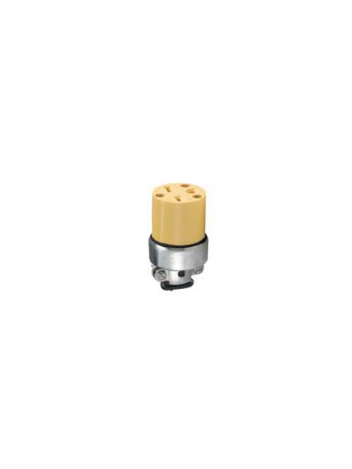 Product image for Eaton Wiring Devices 2227 15 Amp 250 VAC 2-Pole 3-Wire NEMA 6-15R Yellow Armored Straight Blade Connector