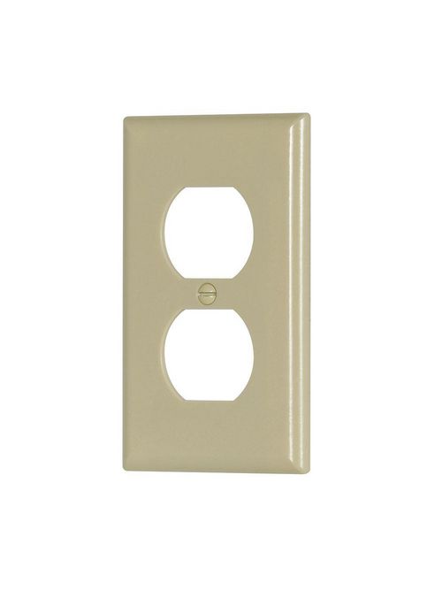 Product image for Eaton Wiring Devices 2132V 1-Gang Ivory Thermoset Standard Size Duplex Receptacle Wallplate
