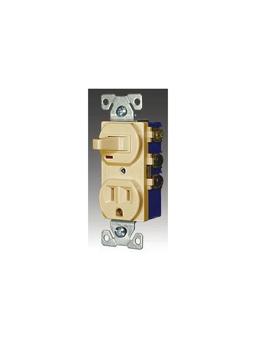 Product image for Eaton Wiring Devices 274V 15 Amp 120 VAC 1-Pole Ivory Toggle Combination Switch