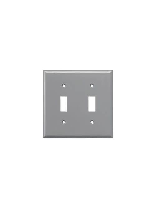 Product image for Eaton Wiring Devices 5139GY 2-Gang Gray Nylon Standard Size Toggle Switch Wallplate