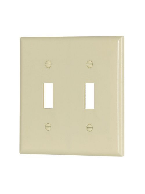 Product image for Eaton Wiring Devices 2139V 2-Gang Ivory Thermoset Standard Size Toggle Switch Wallplate