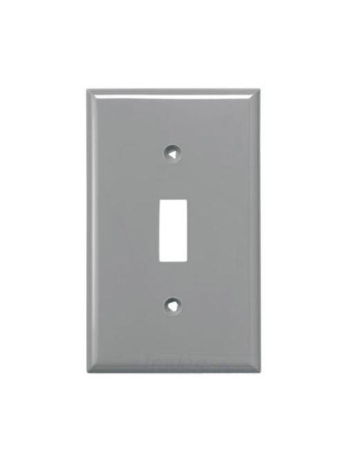 Product image for Eaton Wiring Devices 5134GY-BOX 1-Gang Gray Nylon Standard Size Toggle Switch Wallplate