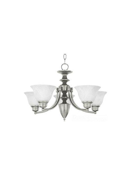 Product image for Malaga 5 Light Chandelier - Satin Nickel w/ Marble Glass